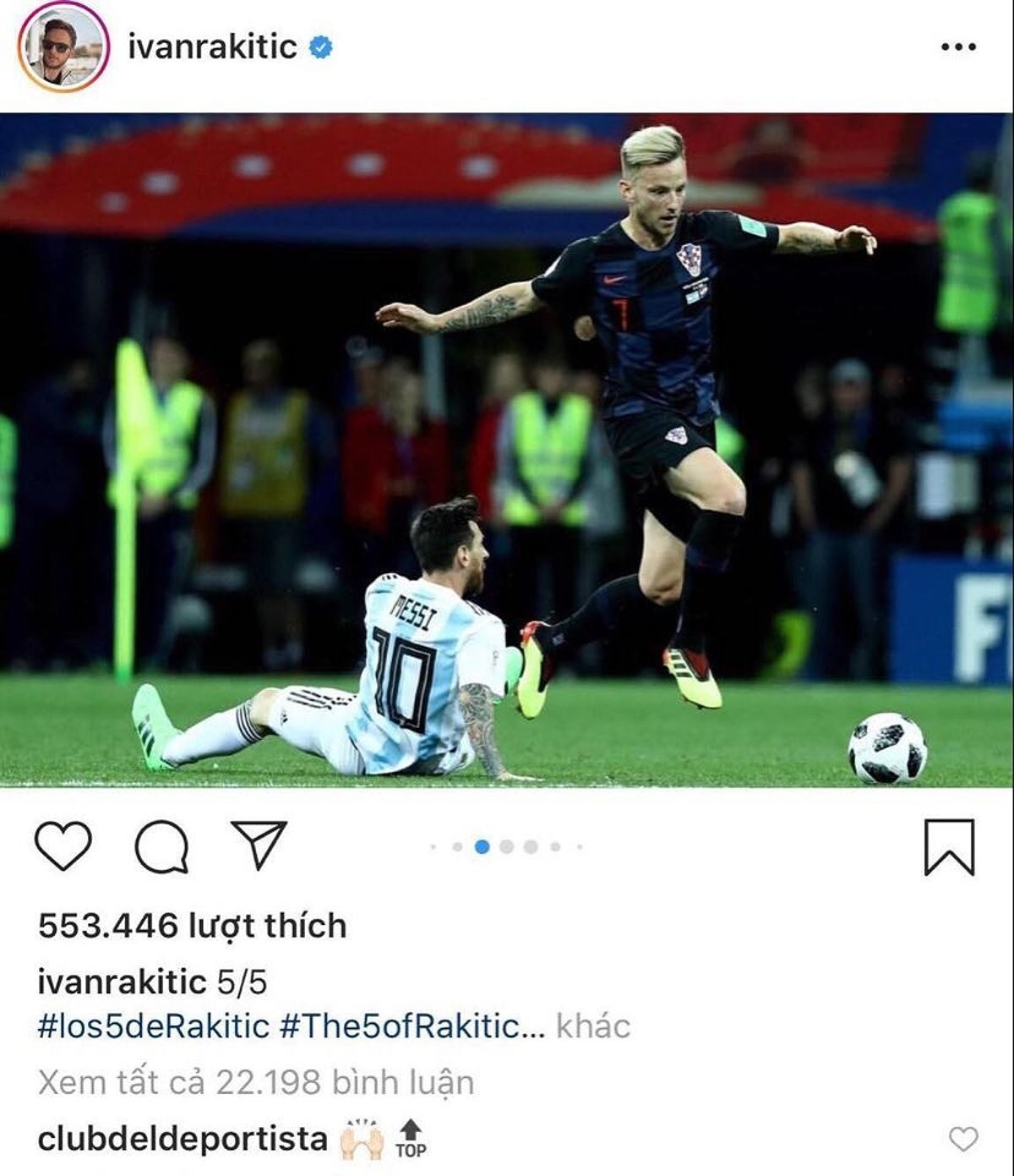 CĐV Barca tức giận khi Rakitic đăng ảnh hạ thấp Messi